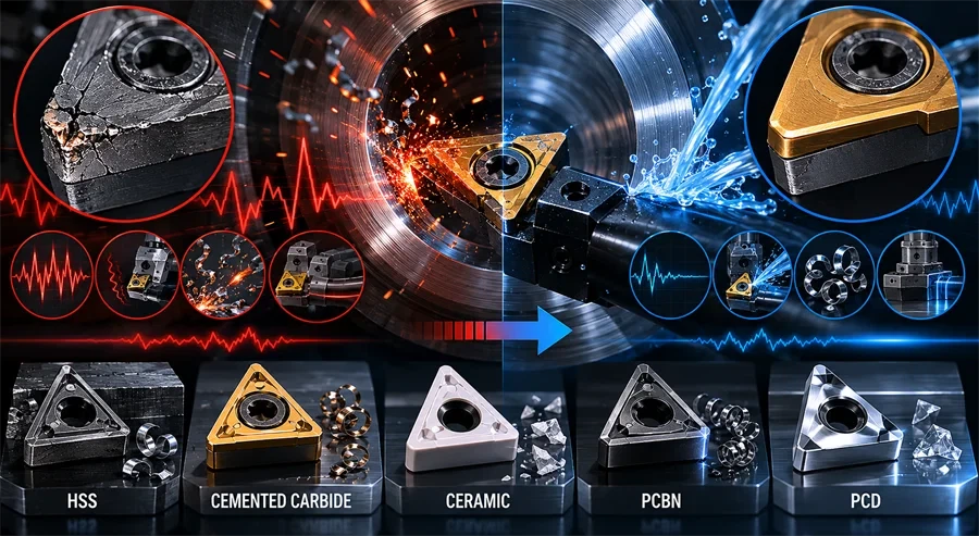 Why Harder Inserts Sometimes Fail Faster — HSS vs Carbide vs Ceramic vs PCBN vs PCD in Real Machi...